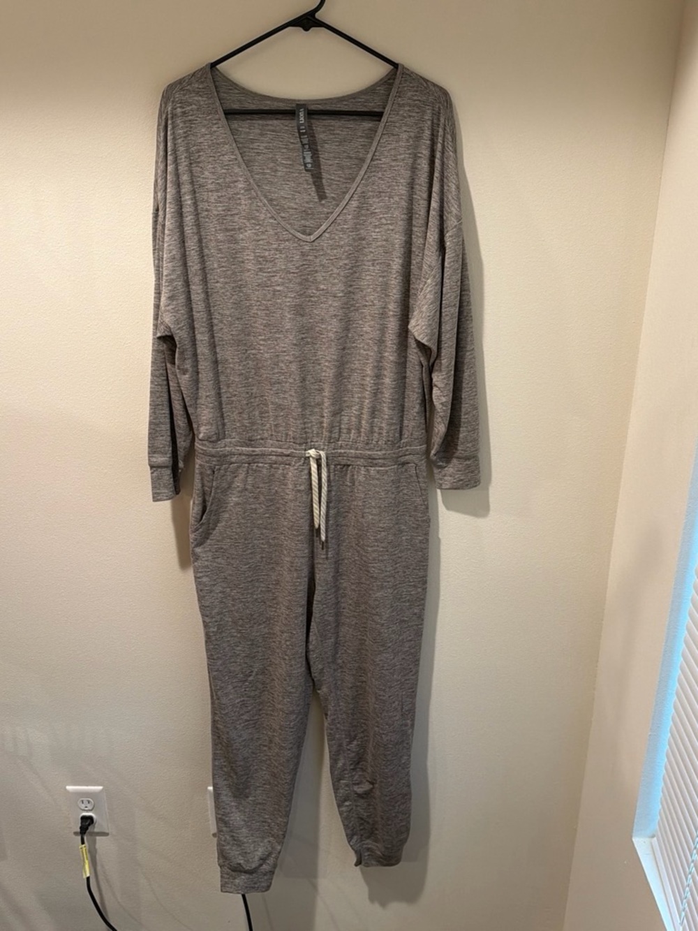 Vuori Heather Grey V-Neck Jumpsuit